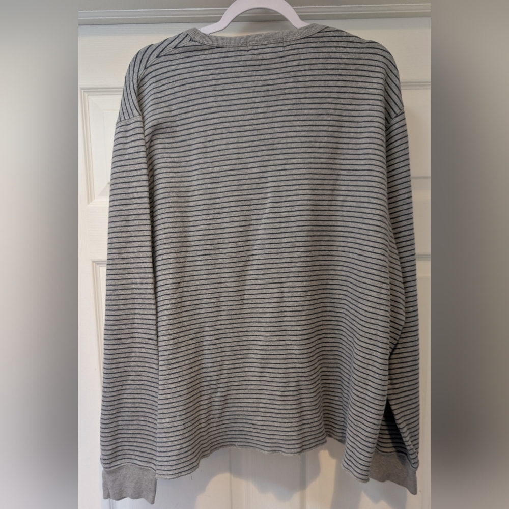 Polo Ralph Lauren Men's Gray Navy Striped Long Sleeve Shirt 100% Cotton Size XXL - Picture 2 of 13